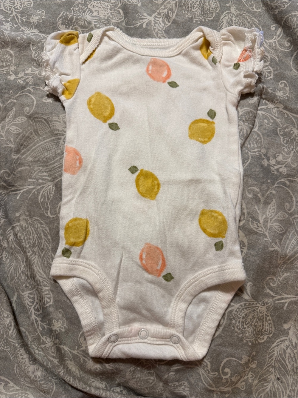 Carter's Cream Onesie with Yellow and Peach Fruit Motif